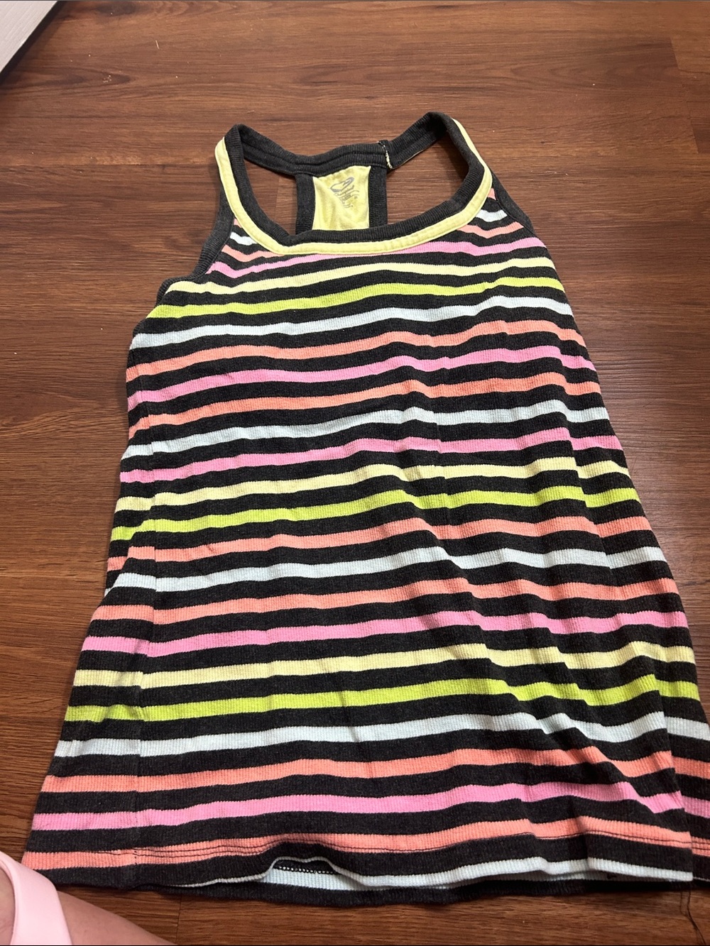 Girls' Striped Racerback One-Piece Tank - Pink, Yellow, Coral, White, Black
